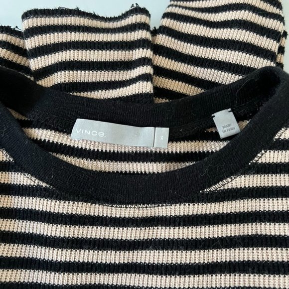 Vince Camuto Black and Tan Striped Crew Neck Sweater - Picture 4 of 5
